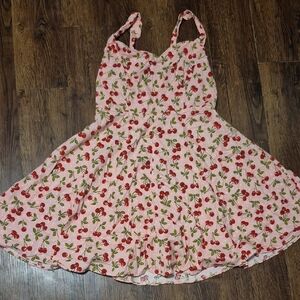 Cherry Print Pink Dress